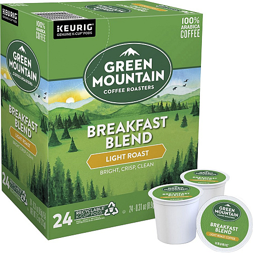Green Mountain Coffee Roasters&reg; K-Cup Breakfast Blend Coffee Compatible with K-Cup Brewer - Light - K-Cup - 24/Box - 4 / Carton (6520CT)