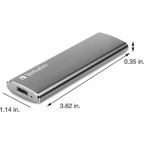 Verbatim 480GB Vx500 External SSD, USB 3.1 Gen 2 - Graphite Notebook Device Supported - USB 3.1 Type C - 500 MB/s Maximum Read Transfer Rate - 2 Year Warranty - 1 Each (47443)