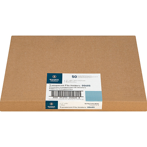 Business Source Letter File Sleeve 8 1/2" x 11" - 20 Sheets Capacity - Blue - 10/Pack - 5 / Box (BSN00605BX)