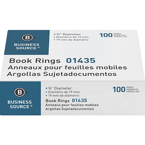Business Source Standard Book Rings 0.8" Diameter - Silver - 100 / Box (BSN01435)