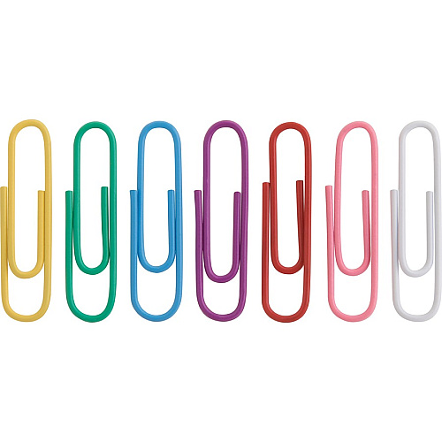 Business Source Vinyl-coated Gem Clips Small - No. 1 - 1.8" Length x 0.5" Width - for Paper - Rust Resistant - Assorted - 500 / Box (BSN01605)