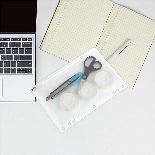 Business Source Punched Economy Binder Pocket 9.5" Height x 6" Width - 7 x Holes - Ring Binder - Clear - Plastic - 24 / Box (BSN01606BX)