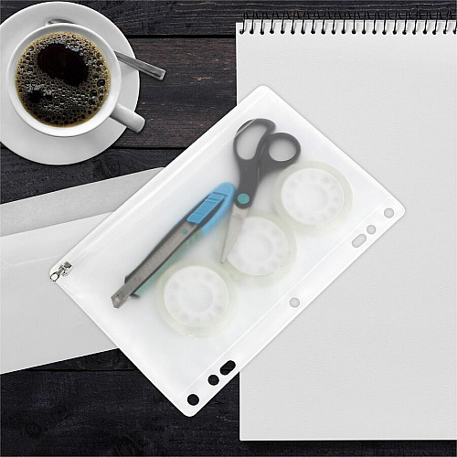 Business Source Punched Economy Binder Pocket 9.5" Height x 6" Width - 7 x Holes - Ring Binder - Clear - Plastic - 24 / Box (BSN01606BX)