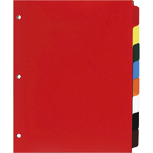 Business Source Plain Tab Color Polyethylene Index Dividers Blank Tab(s) - 8 Tab(s)/Set - 8.5" Divider Width x 11" Divider Length - Letter - 3 Hole Punched - Red Polyethylene, Yellow, Green, Blue, Orange, White, Black, Brown Divider - Red Polye (BSN01810)