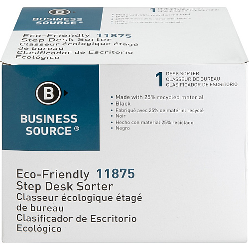Business Source 6-slot Inclined Desk Step Sorter 6 Compartment(s) - 6.50" Height x 8" Width x 7.75" Depth - Desktop - 25% Recycled - Black - Plastic - 1 Each (BSN11875)