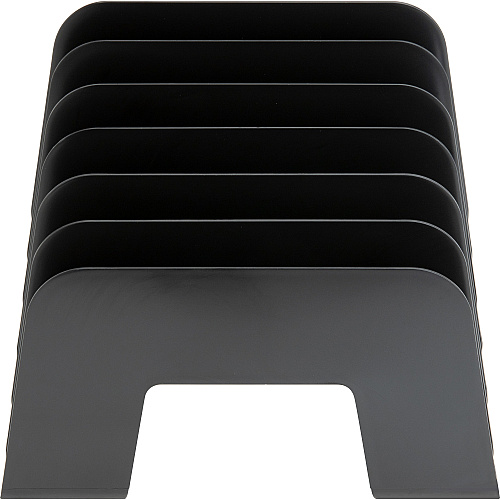 Business Source 6-slot Inclined Desk Step Sorter 6 Compartment(s) - 6.50" Height x 8" Width x 7.75" Depth - Desktop - 25% Recycled - Black - Plastic - 1 Each (BSN11875)