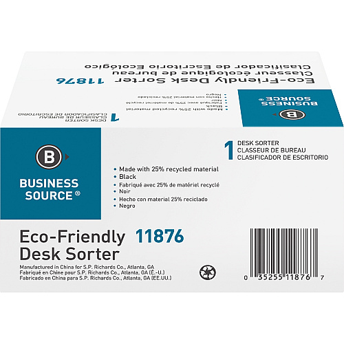 Business Source Desk Step Sorter 4.50" Height x 8.75" Width x 5.50" Depth - Desktop - 25% Recycled - Black - Plastic - 1 Each (BSN11876)