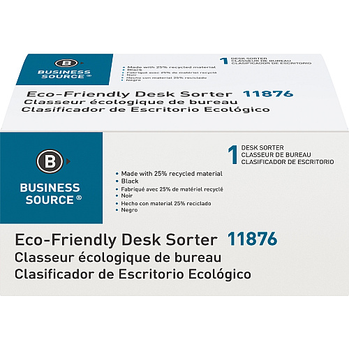 Business Source Desk Step Sorter 4.50" Height x 8.75" Width x 5.50" Depth - Desktop - 25% Recycled - Black - Plastic - 1 Each (BSN11876)
