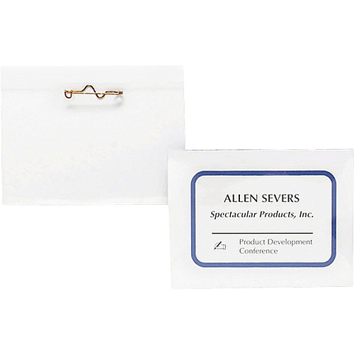 Business Source Pin Style Holder Name Badge Kit Clear - 100 / Box (BSN19700BADGE)