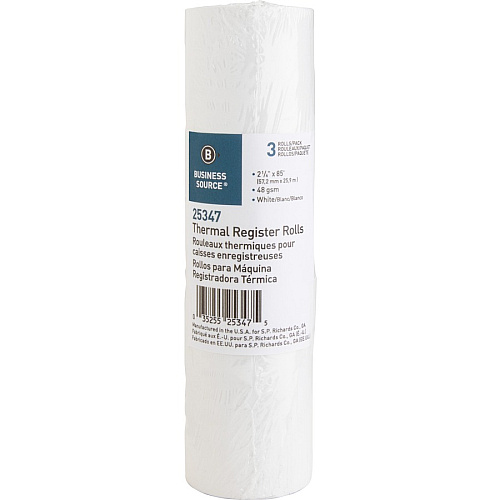 Business Source Thermal Paper 2 1/4" x 85 ft - 48 g/m² Grammage - Smooth - White - 3 / Pack (BSN25347)