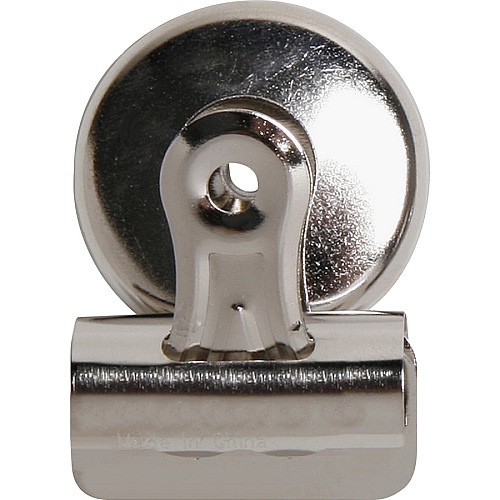 Business Source Magnetic Grip Clips No. 1 - 1.3" Width - for Paper - Magnetic Backing, Heavy Duty - Silver - 12 / Box (BSN58504BX)