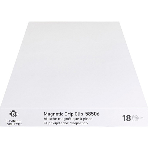 Business Source Magnetic Grip Clips Pack No. 1 - 1.3" Width - for Paper - Magnetic, Heavy Duty - Silver - 18 / Box (BSN58506)