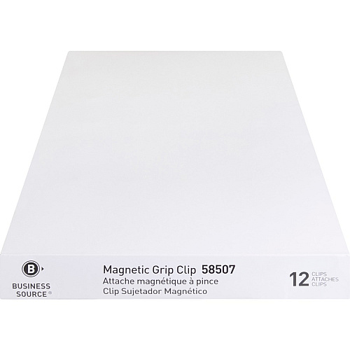 Business Source Magnetic Grip Clips Pack No. 2 - 2.3" Width - for Paper - Magnetic, Heavy Duty - Silver - 12 / Box (BSN58507)