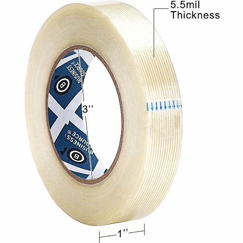 Business Source Filament Tape 60 yd Length x 1" Width - 3" Core - White - Fiberglass Filament - For Reinforcing - 1 Roll (BSN64005)