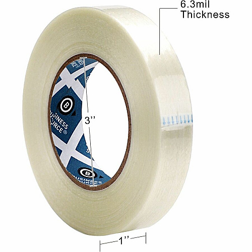 Business Source Heavy-duty Filament Tape 60 yd Length x 1" Width - 3" Core - White - Fiberglass Filament Roll - 1 Roll (BSN64017)