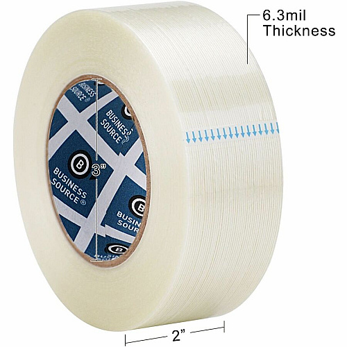 Business Source Heavy-duty Filament Tape 60 yd Length x 2" Width - 3" Core - White - Fiberglass Filament Roll - 1 Roll (BSN64018)