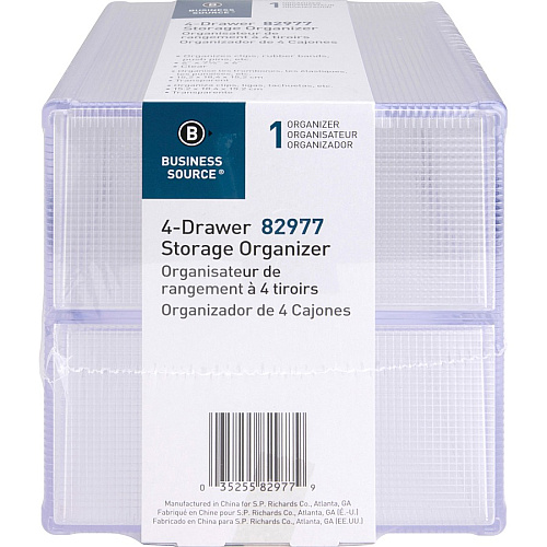 Business Source 4-drawer Storage Organizer 4 Drawer(s) - 6" Height x 7.25" Width x 6" Depth - Desktop - Clear - 1 Each (BSN82977)