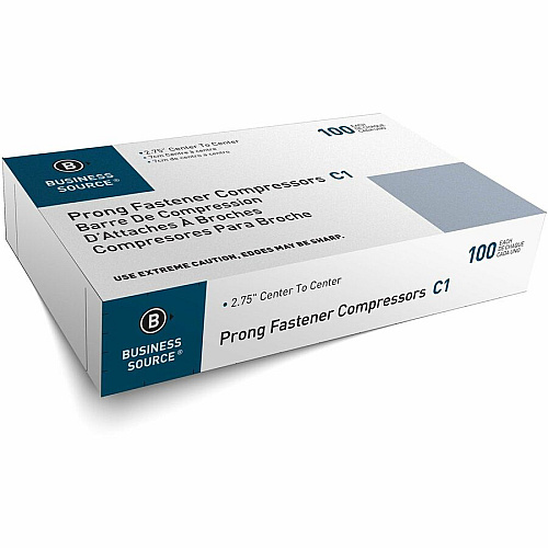 Business Source Prong Fastener Compressors for Paper - Silver - 100 / Box (BSNC1)
