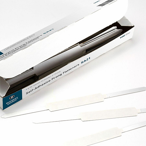 Business Source Self-adhesive Folder Fasteners 240 Sheet Capacity - for Paper - Self-adhesive - Silver - 100 / Box (BSNSA21)