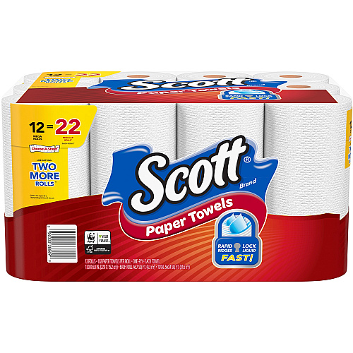 Scott&reg; Choose-A-Sheet Kitchen Paper Towels, 1-Ply, 102 Sheets, 12 Rolls 1 Ply - 11" x 6" - 102 Sheets/Roll - White - 12 / Pack (38869)