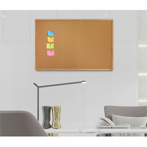 Lorell Bulletin Board 48" Board Height x 72" Board Width - Cork Surface - Long Lasting, Warp Resistant - Oak Oak Frame - 1 Each (LLR19071)