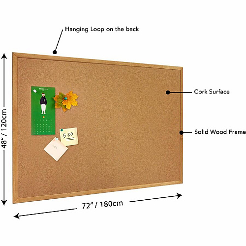 Lorell Bulletin Board 48" Board Height x 72" Board Width - Cork Surface - Long Lasting, Warp Resistant - Oak Oak Frame - 1 Each (LLR19071)