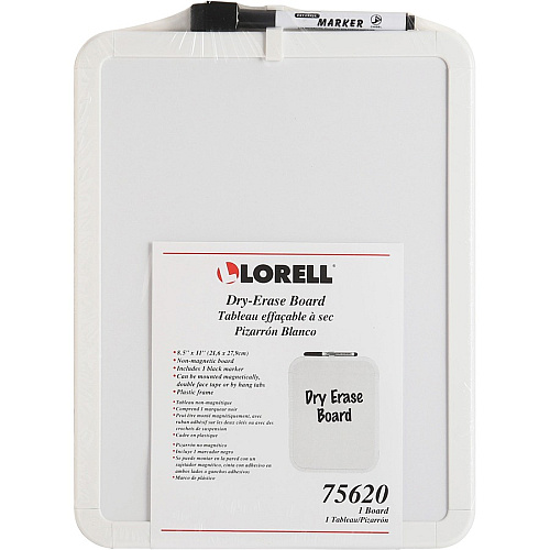 Lorell Personal Whiteboard 11" (0.9 ft) Width x 8.5" (0.7 ft) Height - White Melamine Surface - White Plastic Frame - Rectangle - 1 Each (LLR75620)