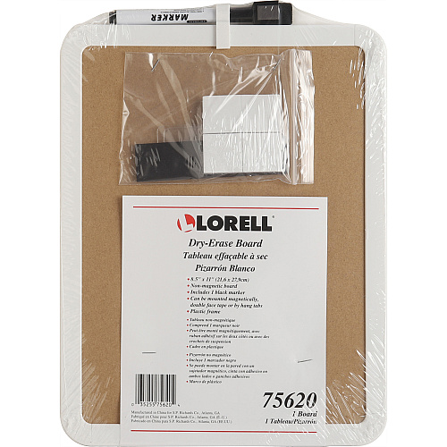 Lorell Personal Whiteboard 11" (0.9 ft) Width x 8.5" (0.7 ft) Height - White Melamine Surface - White Plastic Frame - Rectangle - 1 Each (LLR75620)
