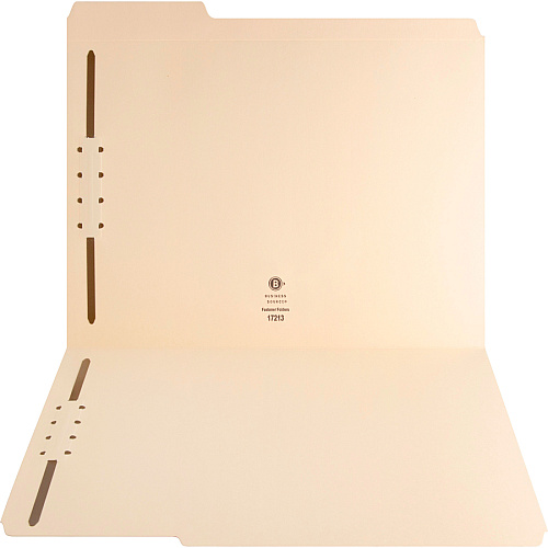 Business Source 1/3 Tab Cut Letter Recycled Fastener Folder 8 1/2" x 11" - 2 Fastener(s) - 10% Recycled - 50 / Box (BSN17213)