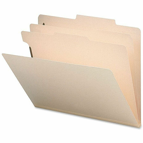 Business Source Letter Recycled Classification Folder 8 1/2" x 11" - 2" Expansion - 2" Fastener Capacity - 2 Divider(s) - 18 pt. - 10% Recycled - 10 / Box (BSN17223)