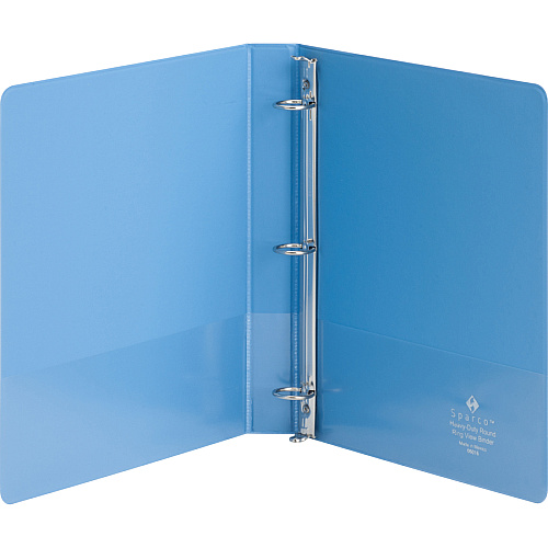 Business Source Round-ring View Binder 1" Binder Capacity - Letter - 8 1/2" x 11" Sheet Size - 225 Sheet Capacity - Fastener(s): Round Ring - Pocket(s): 2, Internal - Polypropylene, Chipboard, Board - Light Blue - Wrinkle-free, Non-glare, Trans (BSN19602)