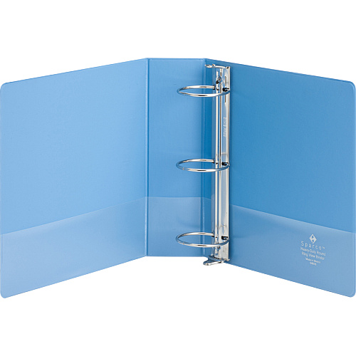 Business Source Round-ring View Binder 3" Binder Capacity - Letter - 8 1/2" x 11" Sheet Size - 625 Sheet Capacity - Fastener(s): Round Ring - Pocket(s): 2, Internal - Polypropylene, Chipboard, Board - Light Blue - Wrinkle-free, Non-glare, Trans (BSN19752)