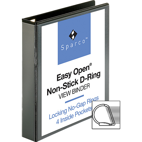 Business Source Locking D-Ring View Binder 1 1/2" Binder Capacity - Letter - 8 1/2" x 11" Sheet Size - 325 Sheet Capacity - Fastener(s): D-Ring - Pocket(s): 4, Inside Front & Back - Polypropylene, Chipboard - Black - Recycled - Acid-free, Non-g (BSN26958)