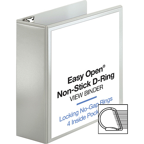 Business Source Locking D-Ring View Binder 4" Binder Capacity - Letter - 8 1/2" x 11" Sheet Size - 775 Sheet Capacity - Fastener(s): D-Ring - Pocket(s): 4, Inside Front & Back - Polypropylene, Chipboard - White - Recycled - Acid-free, Non-glare (BSN26963)