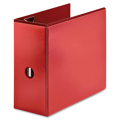 Business Source Red D-ring Binder 5" Binder Capacity - Letter - 8 1/2" x 11" Sheet Size - Fastener(s): D-Ring - Pocket(s): 4 - Polypropylene - Red - Clear Overlay, Non-stick, Ink-transfer Resistant, Locking Ring - 1 Each (BSN26984)