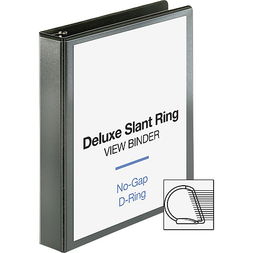 Business Source Slant-D Ring Binder 1 1/2" Binder Capacity - Letter - 8 1/2" x 11" Sheet Size - 375 Sheet Capacity - Fastener(s): Slant D-Ring - Pocket(s): 2, Internal - Polypropylene, Chipboard - Black - Durable, PVC-free, Non-stick, Ink-trans (BSN62466)