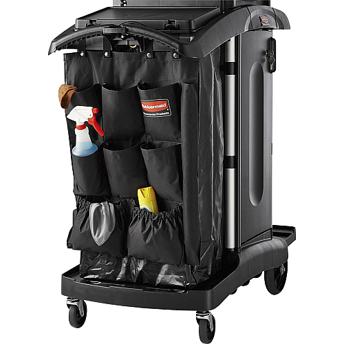 Rubbermaid Commercial Janitor's Cart 9-pocket Hanging Organizer 9 Pocket(s) - 28" Height x 19.75" Width x 1.50" Depth - Black - Fabric - 1 Each (FG9T9000BLA)