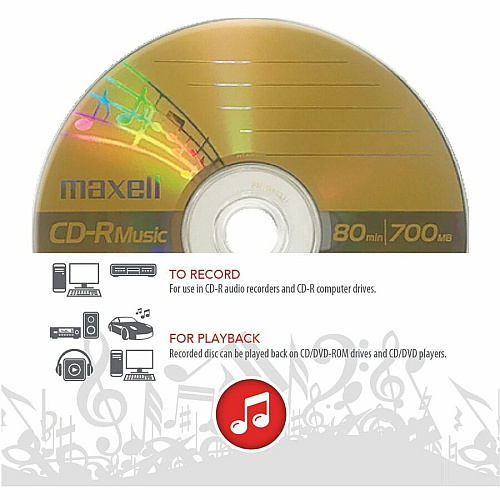Maxell CD-R Media 120mm - 1.33 Hour Maximum Recording Time (625156)
