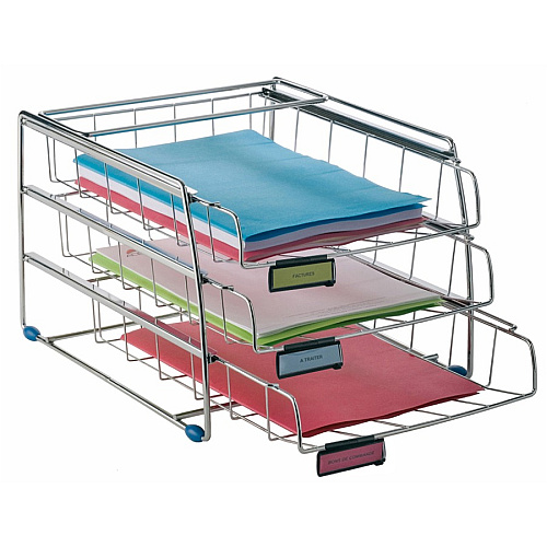 Alba Letter Tray 3 Tier(s) - 15.16" Height x 12.40" Width x 9.45" Depth - Anti-slip - Metal, Plastic - 1 Each (COR3F)