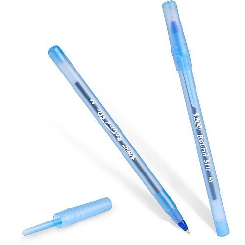 BIC Round Stic Ballpoint Pens Medium Pen Point - Blue Ink - Blue Barrel - 1/Box - 6 / Bundle (GSM11BEBD)