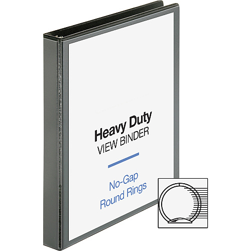 Business Source Heavy-duty View Binder 1" Binder Capacity - Letter - 8 1/2" x 11" Sheet Size - 225 Sheet Capacity - Fastener(s): Round Ring - Pocket(s): 2, Internal - Polypropylene-covered Chipboard - Black - Wrinkle-free, Non-glare, Gap-free R (BSN19600)