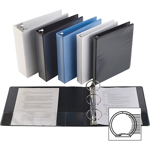 Business Source Heavy-duty View Binder 1" Binder Capacity - Letter - 8 1/2" x 11" Sheet Size - 225 Sheet Capacity - Fastener(s): Round Ring - Pocket(s): 2, Internal - Polypropylene-covered Chipboard - Black - Wrinkle-free, Non-glare, Gap-free R (BSN19600)