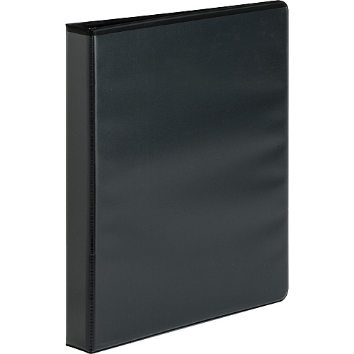 Business Source Heavy-duty View Binder 1" Binder Capacity - Letter - 8 1/2" x 11" Sheet Size - 225 Sheet Capacity - Fastener(s): Round Ring - Pocket(s): 2, Internal - Polypropylene-covered Chipboard - Black - Wrinkle-free, Non-glare, Gap-free R (BSN19600)