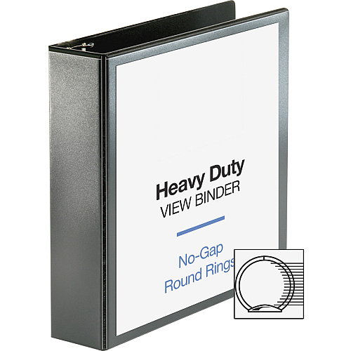 Business Source Heavy-duty View Binder 2" Binder Capacity - Letter - 8 1/2" x 11" Sheet Size - 475 Sheet Capacity - Fastener(s): Round Ring - Pocket(s): 2, Internal - Polypropylene-covered Chipboard - Black - Non-glare, Clear Overlay, Gap-free  (BSN68020)