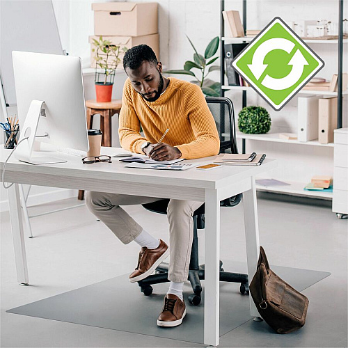 Floortex Ecotex&reg; Enhanced Polymer Rectangular Chair Mat for Hard Floors - 48" x 60" Hard Floor - 60" Length x 48" Width x 0.075" Depth x 0.080" Thickness - Rectangular - Clear - 1 Each (FCECO124860E)