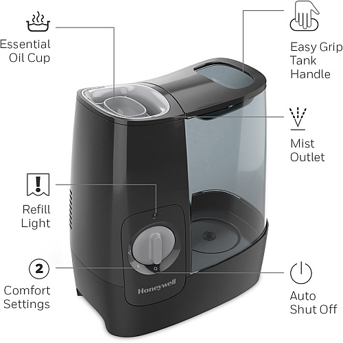 Honeywell HWM845 Warm Mist Humidifier Warm Mist - 1 gal Tank - 520 Sq. ft. - Black (HWM845B)