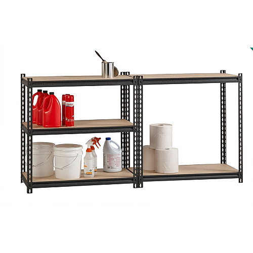Lorell Iron Horse 2300 lb Capacity Riveted Shelving 5 Shelf(ves) - 72" Height x 36" Width x 18" Depth - 30% Recycled - Black - Steel, Particleboard - 1 Each (LLR59697)