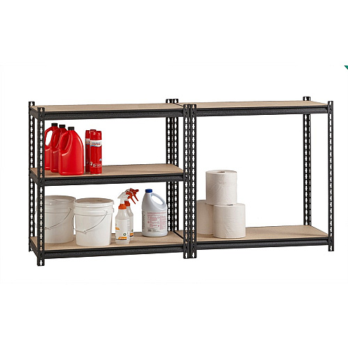 Lorell Iron Horse 2300 lb Capacity Riveted Shelving 5 Shelf(ves) - 72" Height x 36" Width x 18" Depth - 30% Recycled - Black - Steel, Particleboard - 1 Each (LLR59697)
