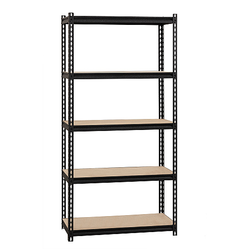 Lorell Iron Horse 2300 lb Capacity Riveted Shelving 5 Shelf(ves) - 72" Height x 36" Width x 18" Depth - 30% Recycled - Black - Steel, Particleboard - 1 Each (LLR59697)