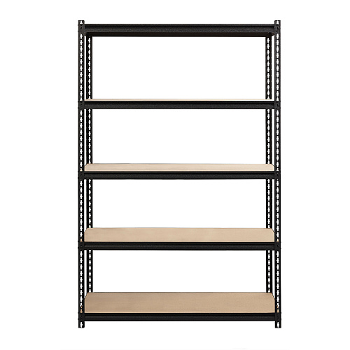 Lorell Iron Horse 2300 lb Capacity Riveted Shelving 5 Shelf(ves) - 72" Height x 48" Width x 18" Depth - 30% Recycled - Black - Steel, Particleboard - 1 Each (LLR59698)